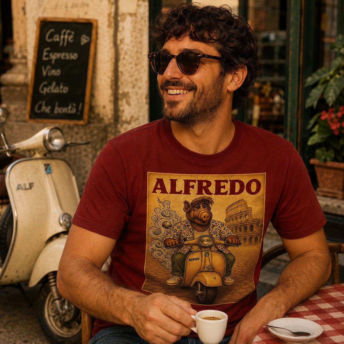 Chico con camiseta granate Alfredo (ALF) - Starway to Helen