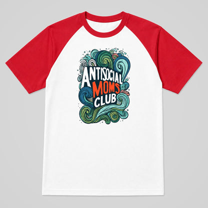 Camiseta raglán blanca de mangas rojas Antisocial Moms Club, regalo divertido para mamás – Starway to Helen