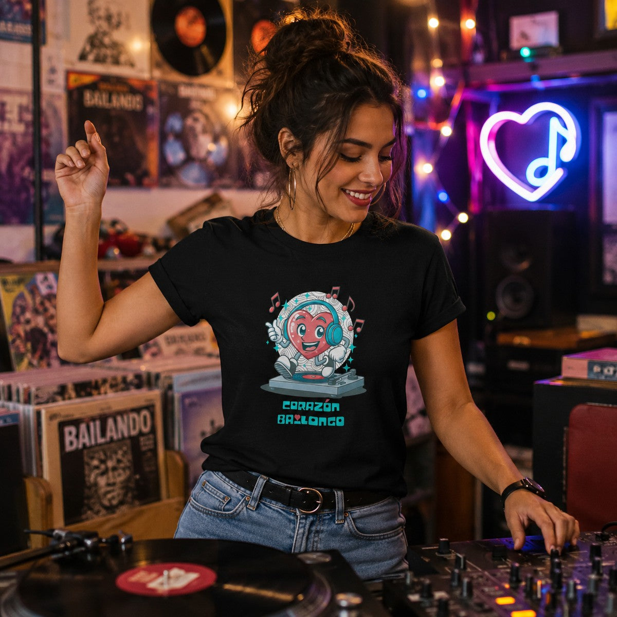 Mujer con camiseta Corazón Bailongo, corazón DJ - Starway to Helen