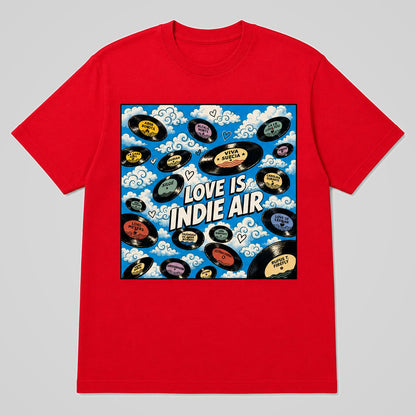 Camiseta roja Love is Indie Air, diseño de música indie – Starway to Helen