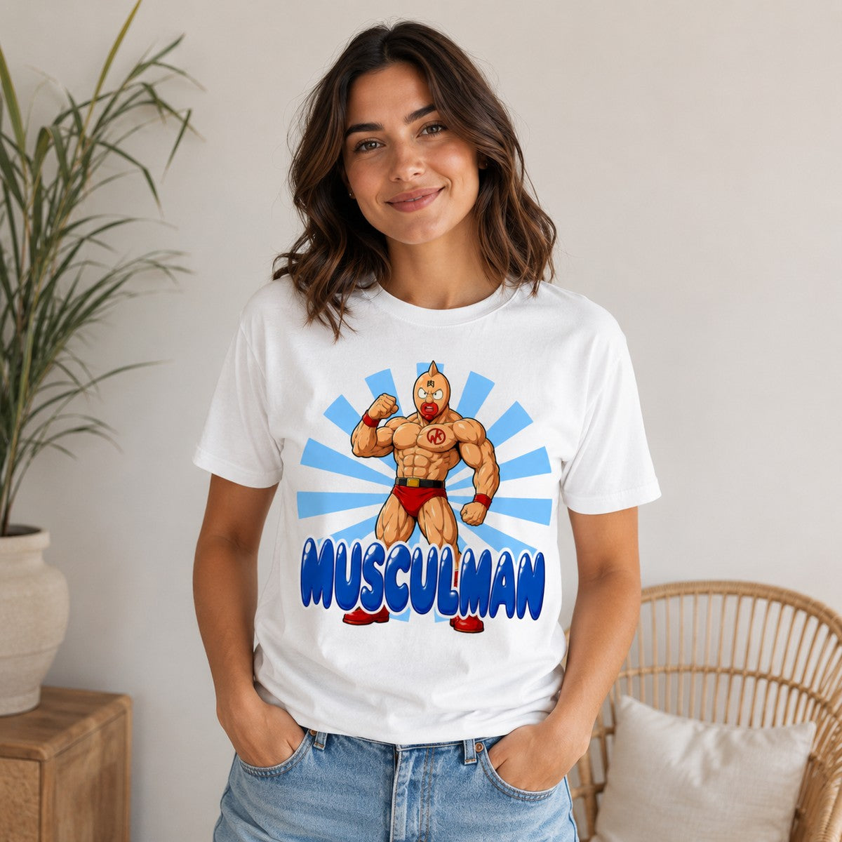 Chica con camiseta blanca Musculman (Kinnikuman) - Starway to Helen