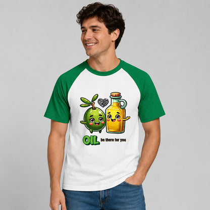 Hombre con camiseta béisbol Oil Be There for You – Starway to Helen
