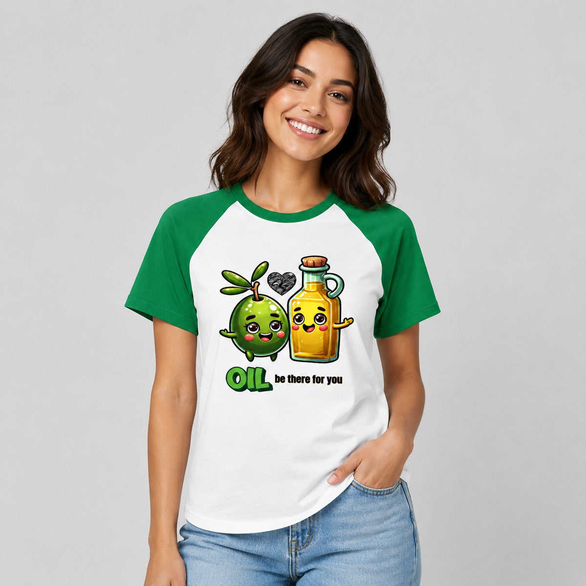 Mujer con camiseta béisbol Oil Be There for You – Starway to Helen