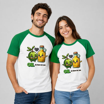 Pareja con camiseta béisbol Oil Be There for You – Starway to Helen