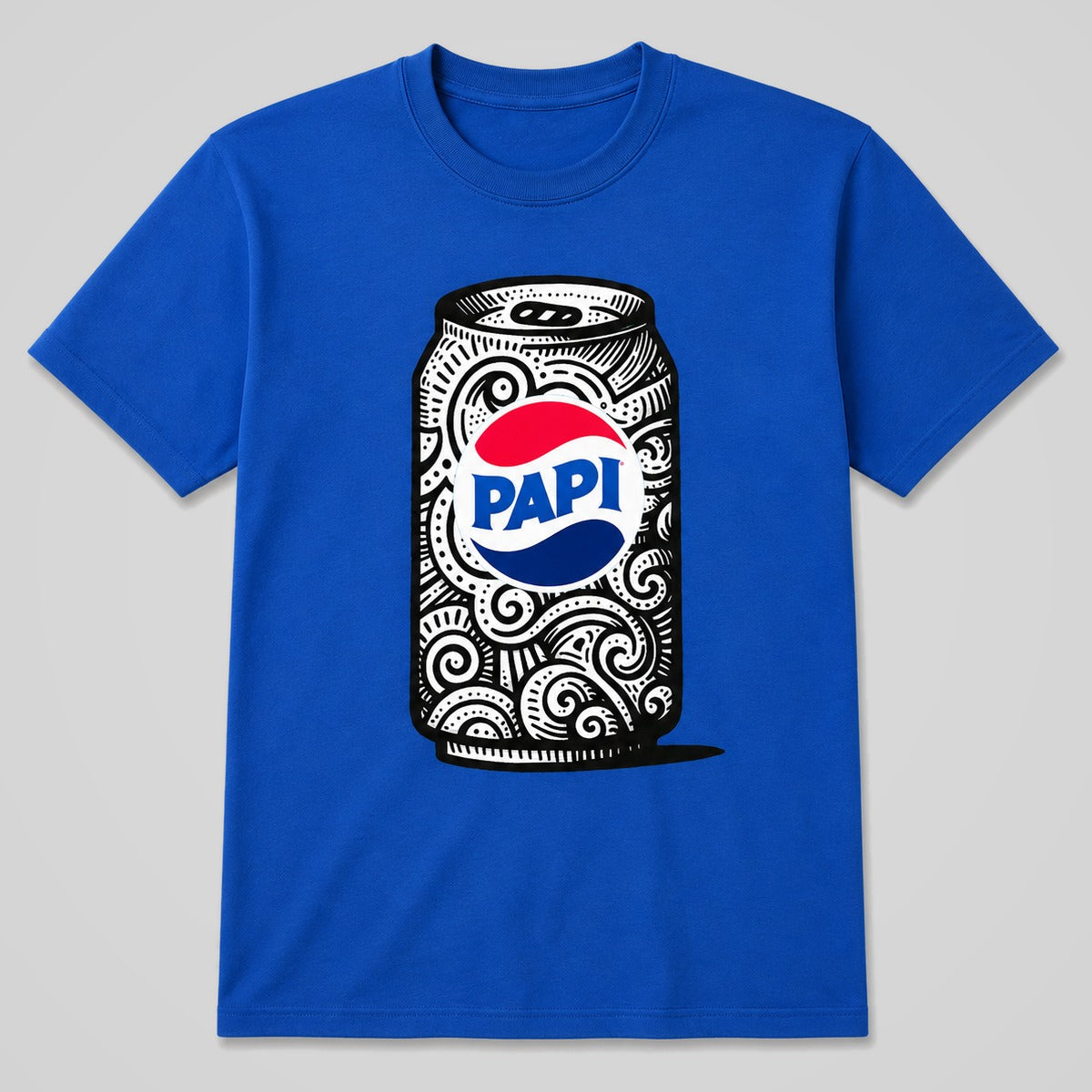 Camiseta azul Papi, parodia de lata refresco para el Día del Padre – Starway to Helen