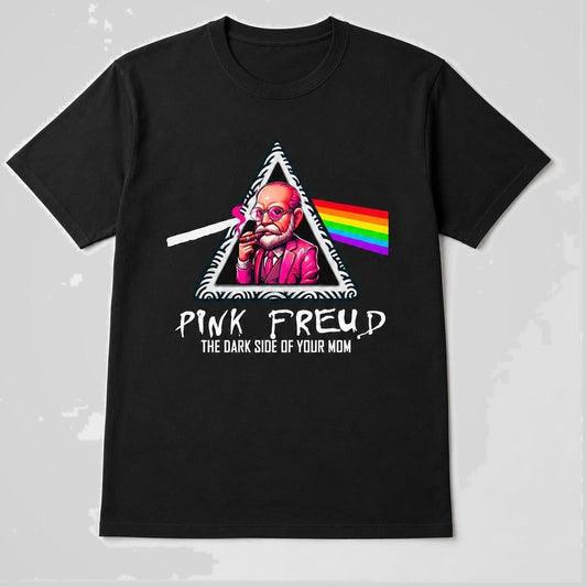Camiseta negra Pink Freud, diseño parodia de Pink Floyd, psicoanálisis y rock – Starway to Helen