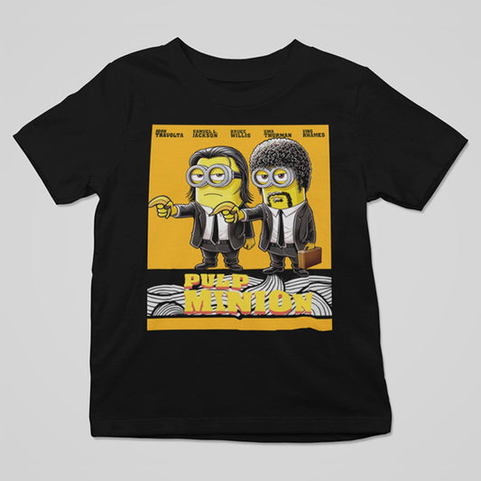 Camiseta negra Pulp Minion, parodia de Pulp Fiction con minions – Starway to Helen