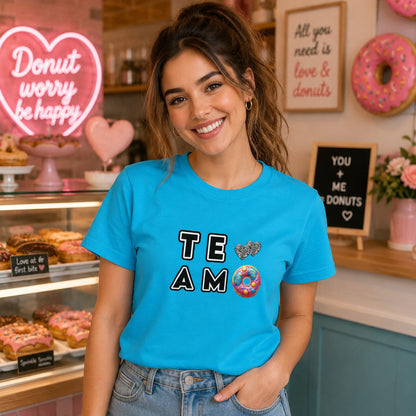 Mujer con camiseta Te Amo Donut, donuts y corazón - Starway to Helen