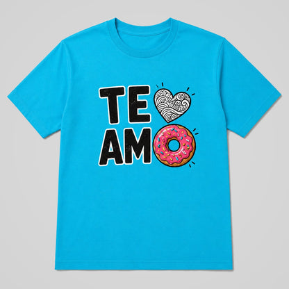 Camiseta Te Amo Donut turquesa con donuts y corazón - Starway to Helen