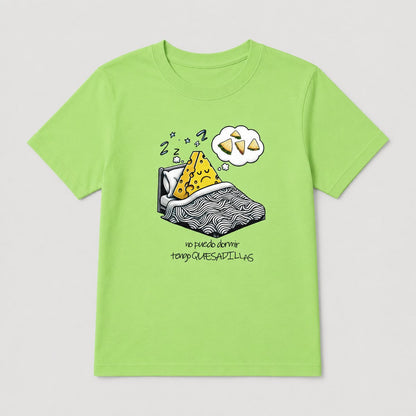 Camiseta Tengo Quesadillas verde lima, diseño de quesadilla soñadora, humor español - Starway to Helen