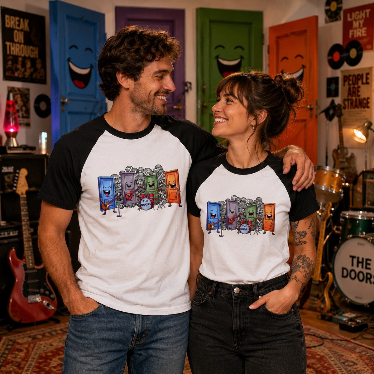 Pareja con camiseta The Doors, banda The Doors - Starway to Helen