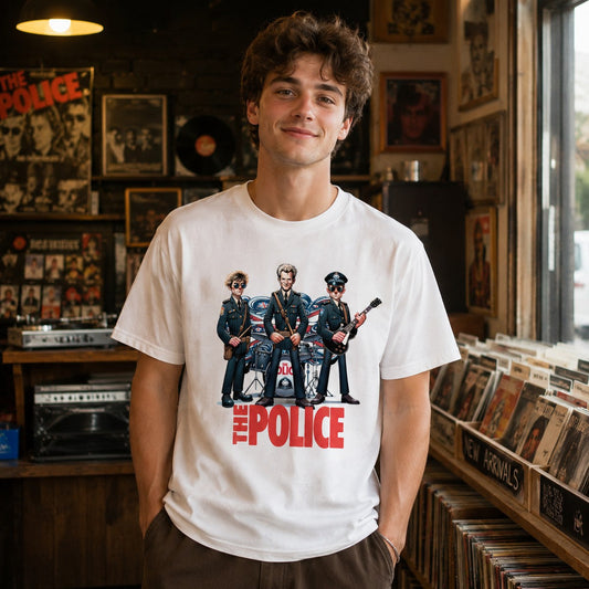 Hombre con camiseta The Police, banda The Police - Starway to Helen