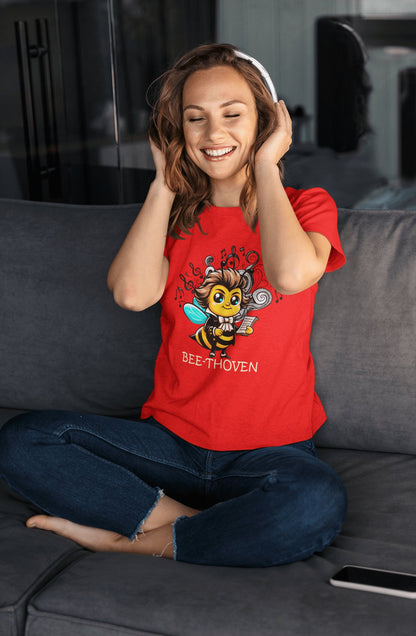 Pareja con camiseta Bee-thoven, parodia de Beethoven - Starway to Helen