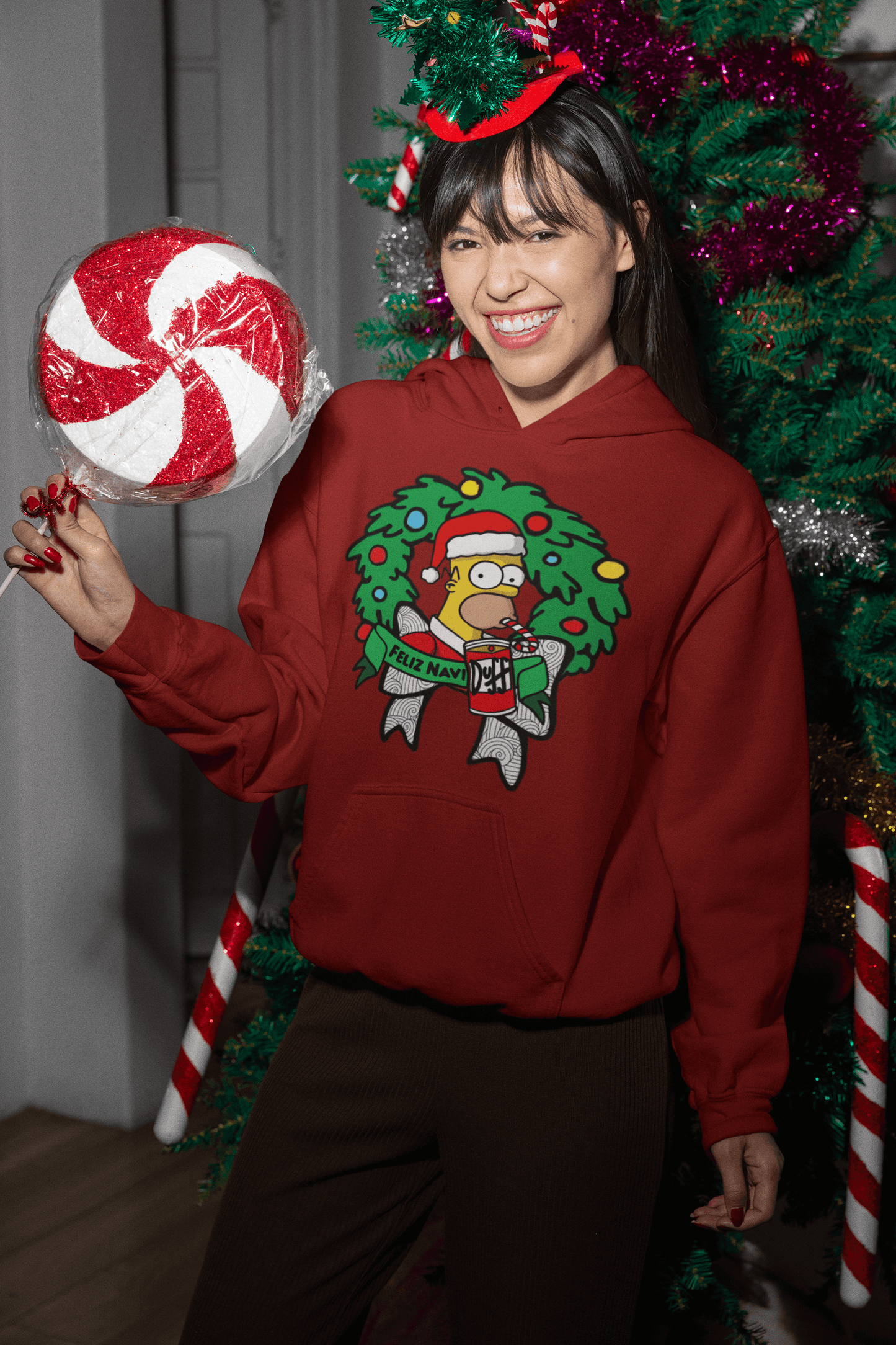 sudadera navideña
humor navideño
StarWayToHelen
sudadera Feliz NaviDuff
navidad y humor
