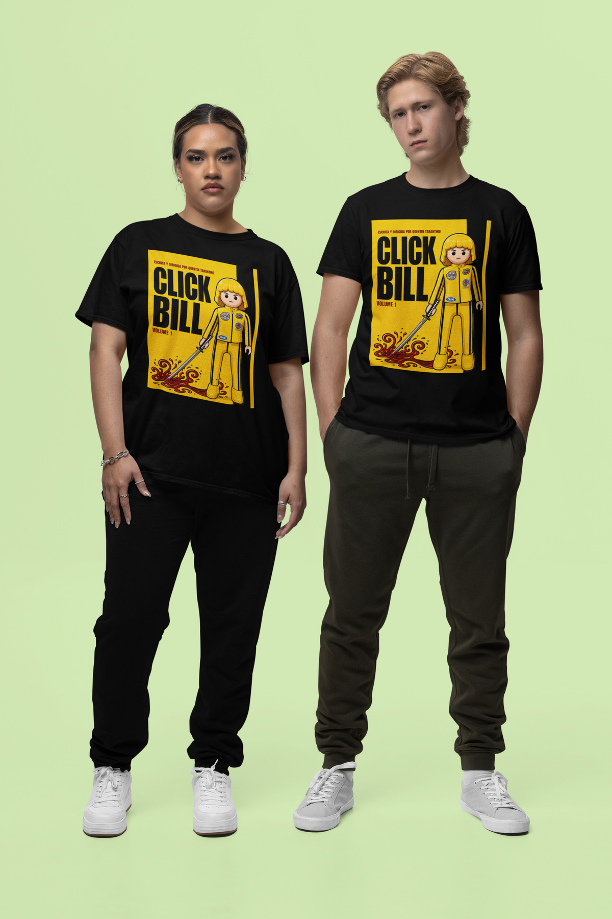 Pareja con camiseta Click Bill parodia Kill Bill Playmobil - Starway to Helen