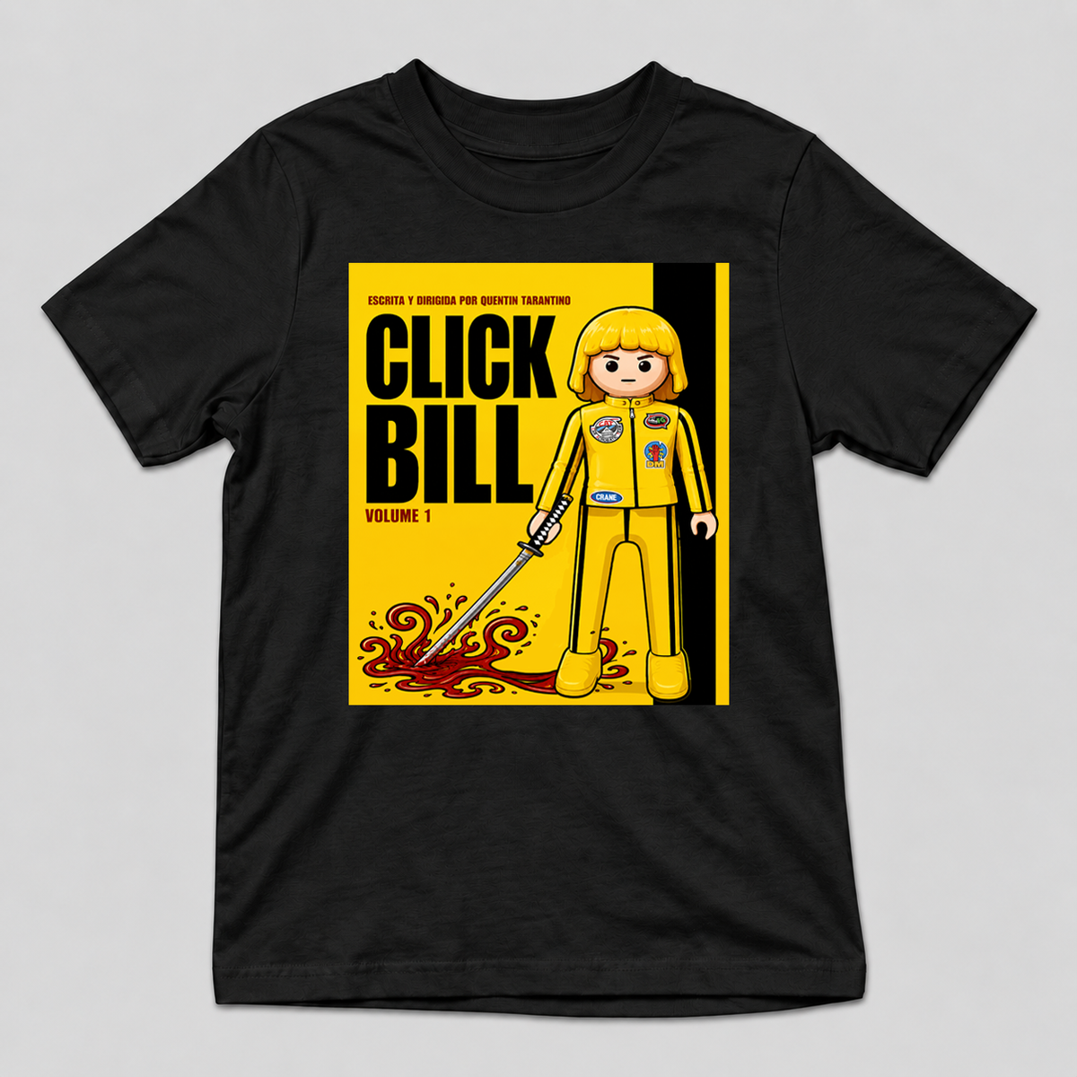 Camiseta Click Bill parodia Kill Bill estilo Playmobil - Starway to Helen