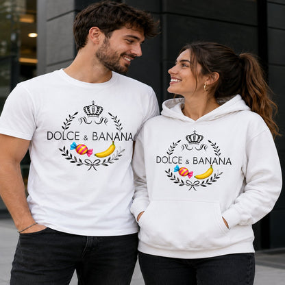 Pareja con camiseta Dolce & Banana, parodia de Dolce & Gabbana - Starway to Helen