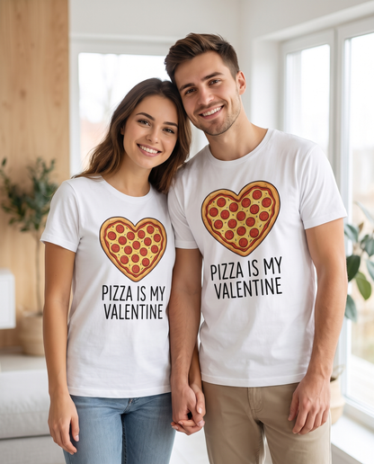 Pareja con camiseta Pizza is My Valentine, regalo San Valentín - Starway to Helen