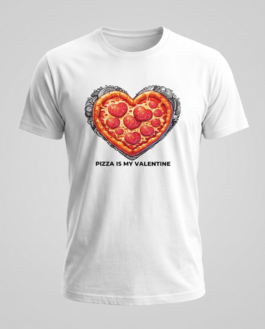 Camiseta Pizza is My Valentine con diseño de pizza en forma de corazón - Starway to Helen