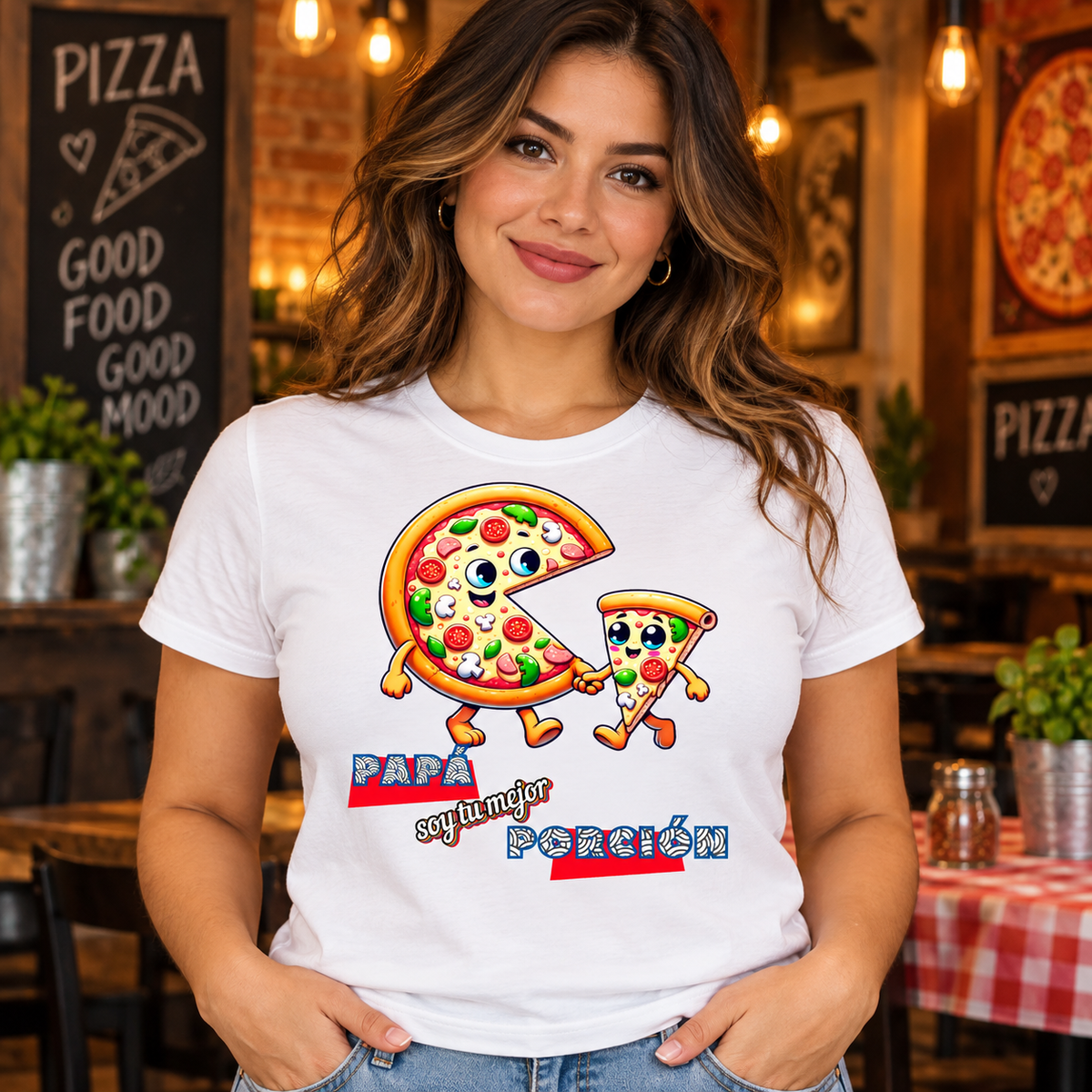 Hombre con camiseta Papá, Soy Tu Mejor Porción en una pizzería, regalo original para el Día del Padre - Starwaytohelen