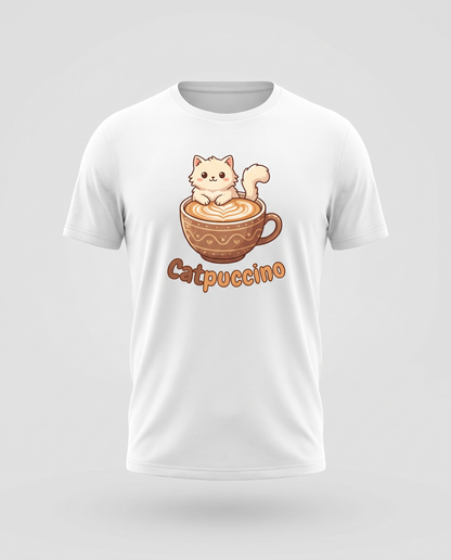 Camiseta Catpuccino con diseño de gato en taza de café - Starway to Helen