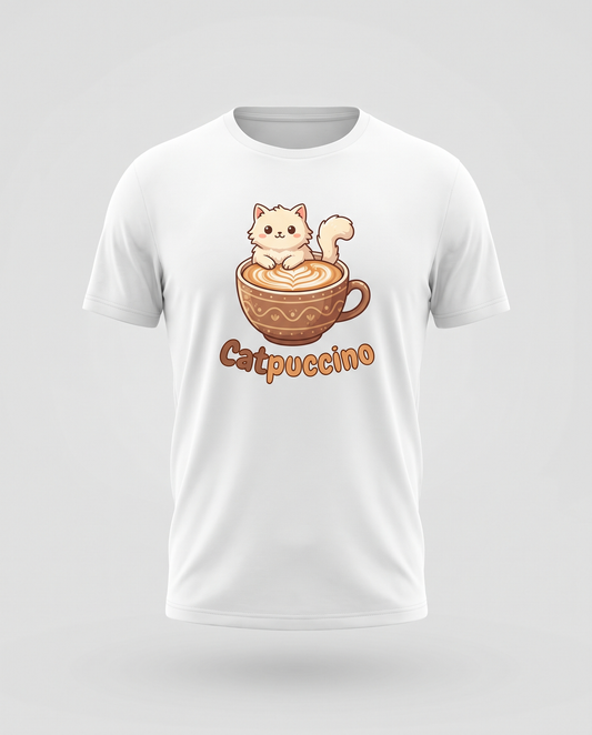 Camiseta Catpuccino con diseño de gato en taza de café - Starway to Helen