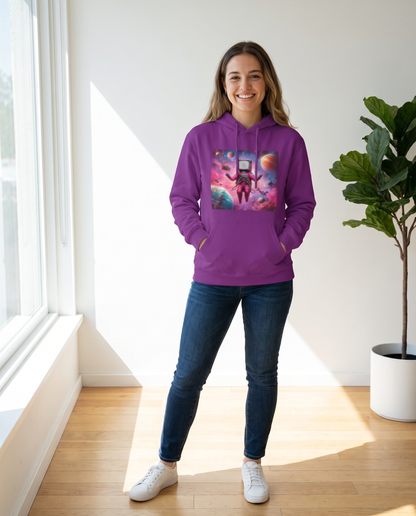 Mujer con sudadera Astronauta Cósmico, diseño retrofuturista - Starway to Helen
