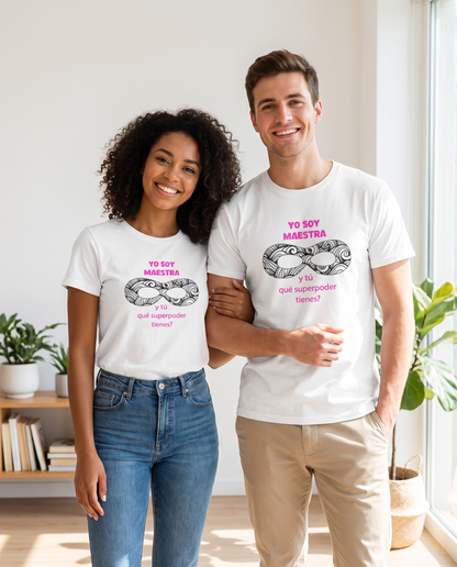 Pareja con Camiseta Yo Soy Maestra ¿Y Tú Qué Superpoder Tienes? - Starway to Helen