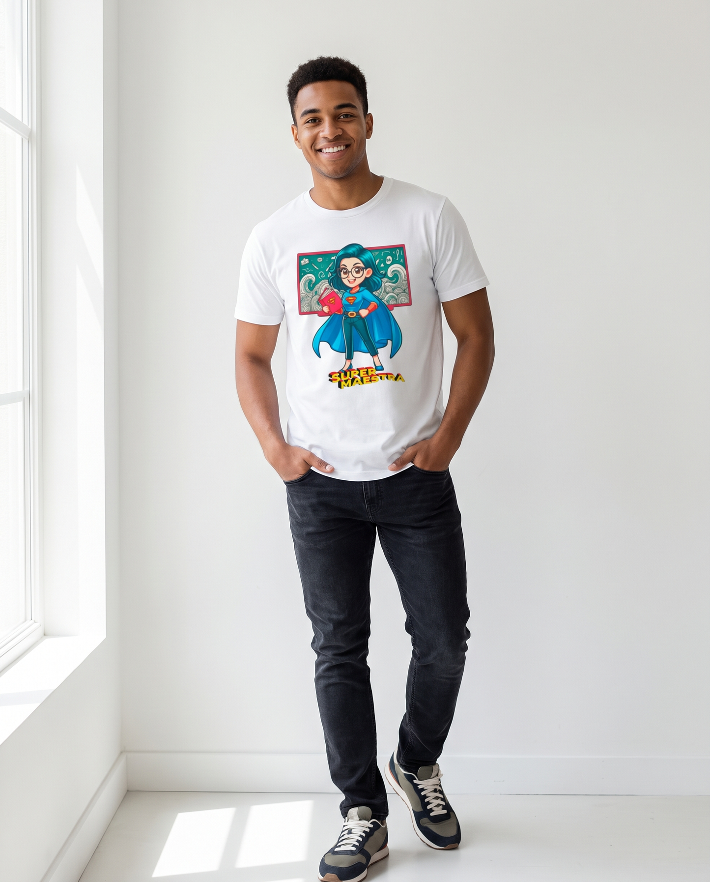 Hombre con Camiseta Super Maestra (con Capa) - Starway to Helen