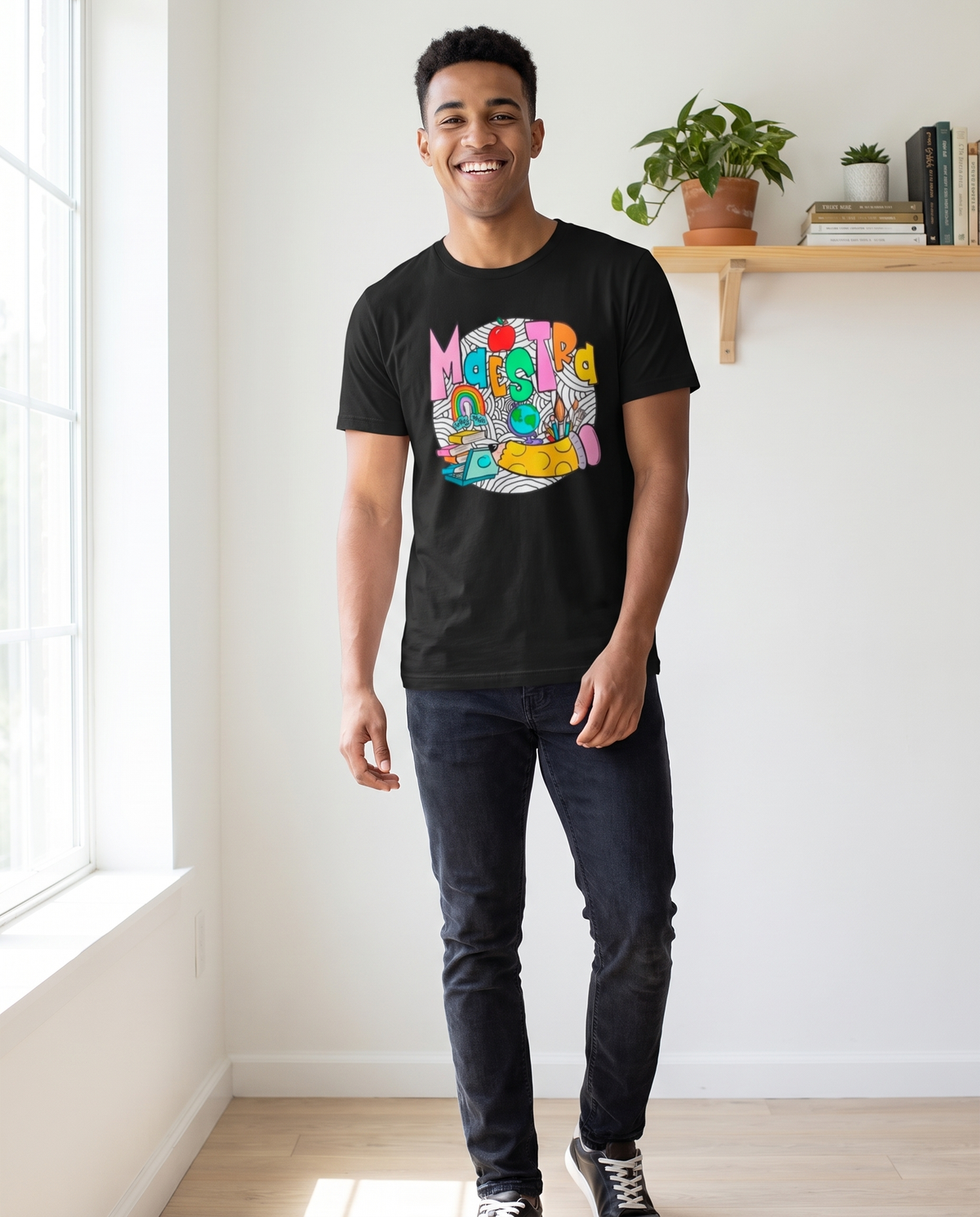 Hombre con Camiseta Maestra con diseño colorido y creativo - Starway to Helen