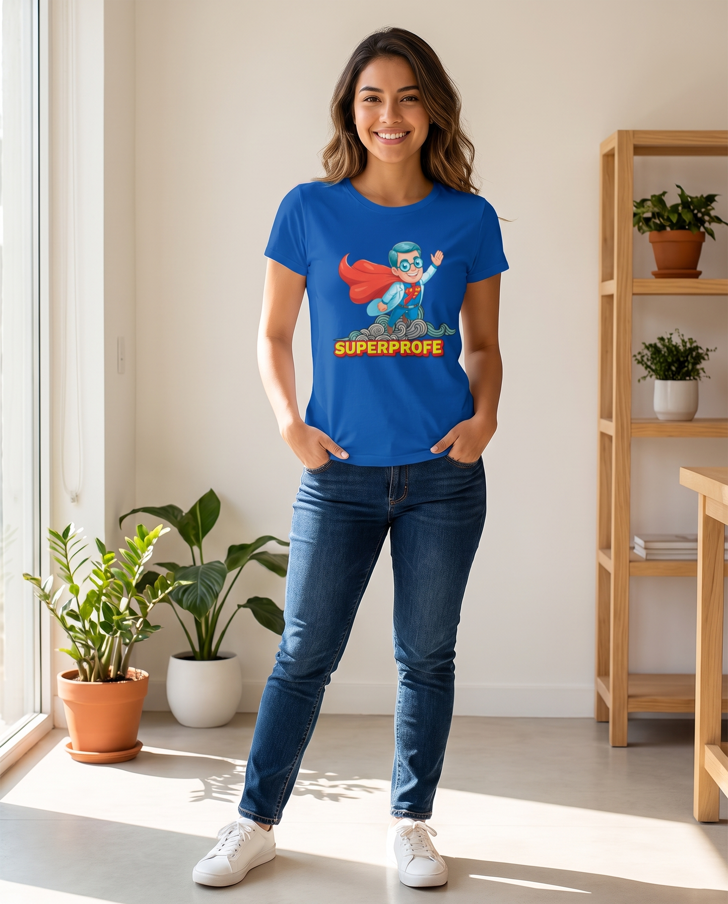 Mujer con Camiseta SuperProfe con diseño de superhéroe profesor - Starway to Helen