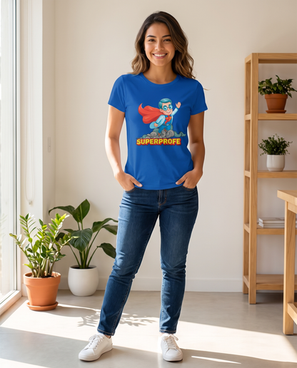 Mujer con Camiseta SuperProfe con diseño de superhéroe profesor - Starway to Helen