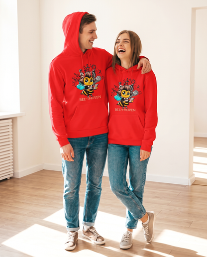 Pareja con Sudadera Bee-thoven, parodia de Beethoven - Starway to Helen
