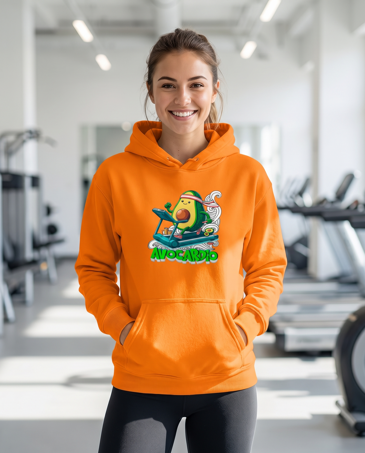 Mujer con sudadera Avocardio, diseño aguacate fitness - Starway to Helen