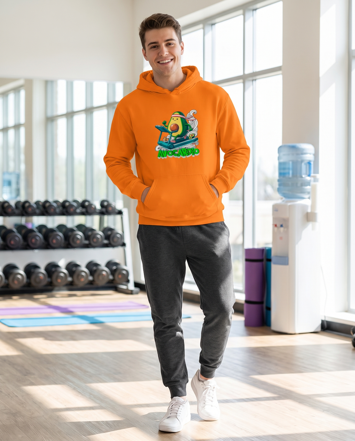 Hombre con sudadera Avocardio, diseño aguacate fitness - Starway to Helen