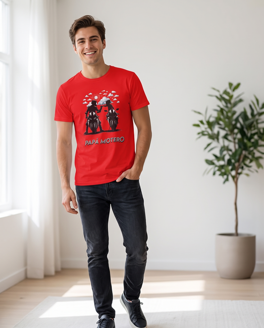 Hombre con camiseta Papá Motero - Starway to Helen