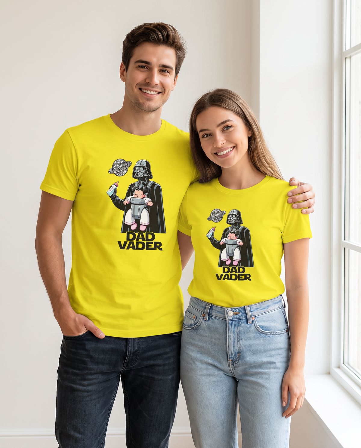 Pareja con camiseta Dad Vader - Starway to Helen
