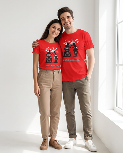 Pareja con camiseta Papá Motero - Starway to Helen