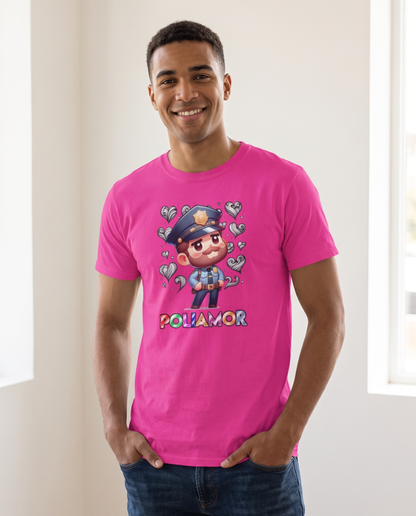 Hombre con camiseta Poliamor, diseño de amor plural y humor - Starway to Helen