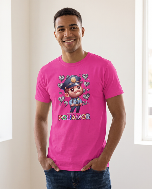 Hombre con camiseta Poliamor - Starway to Helen