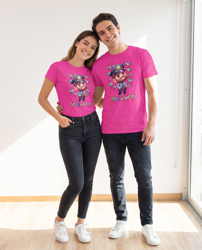 Pareja con camiseta Poliamor, diseño de amor plural y humor - Starway to Helen