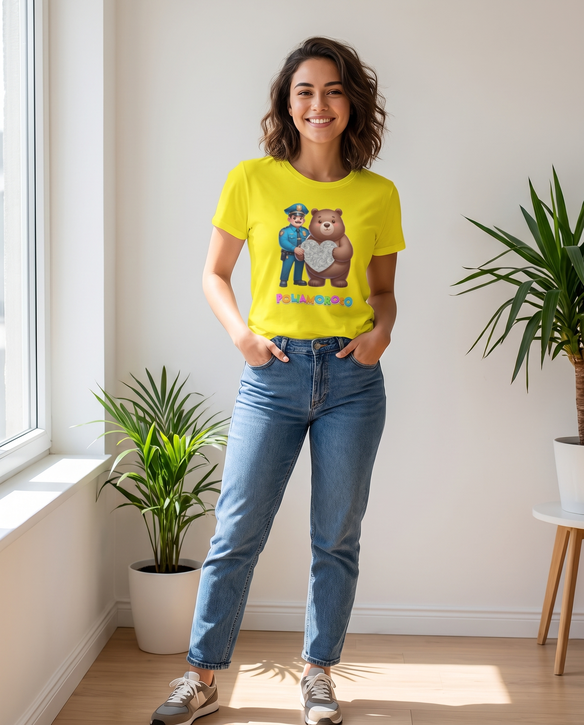 Mujer con camiseta Poliamoroso, diseño de amor plural y humor - Starway to Helen