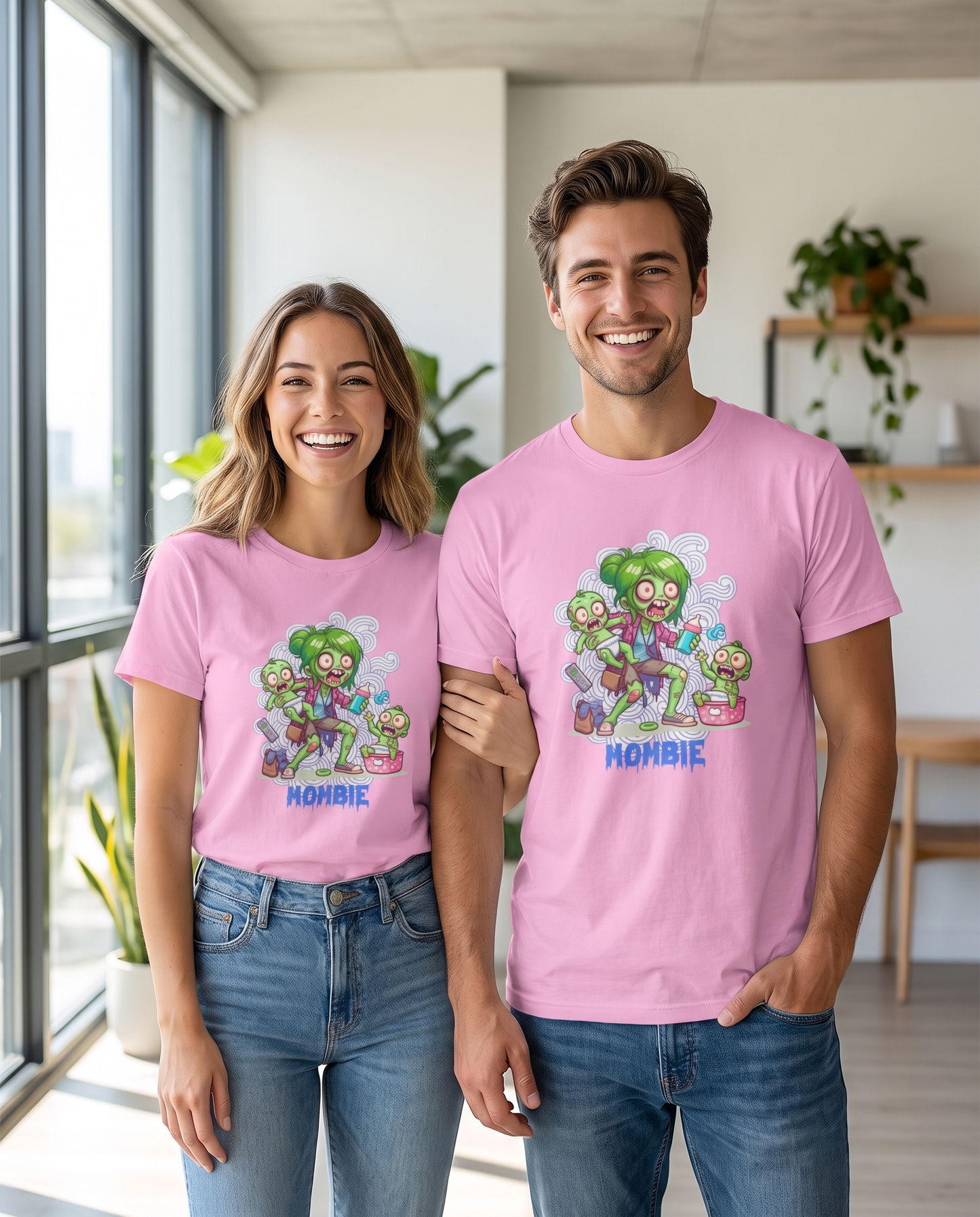 Pareja con camiseta Mombie, mamá zombi - Starway to Helen