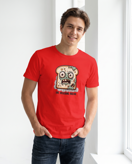 Hombre con camiseta The Walking Bread, parodia de The Walking Dead - Starway to Helen