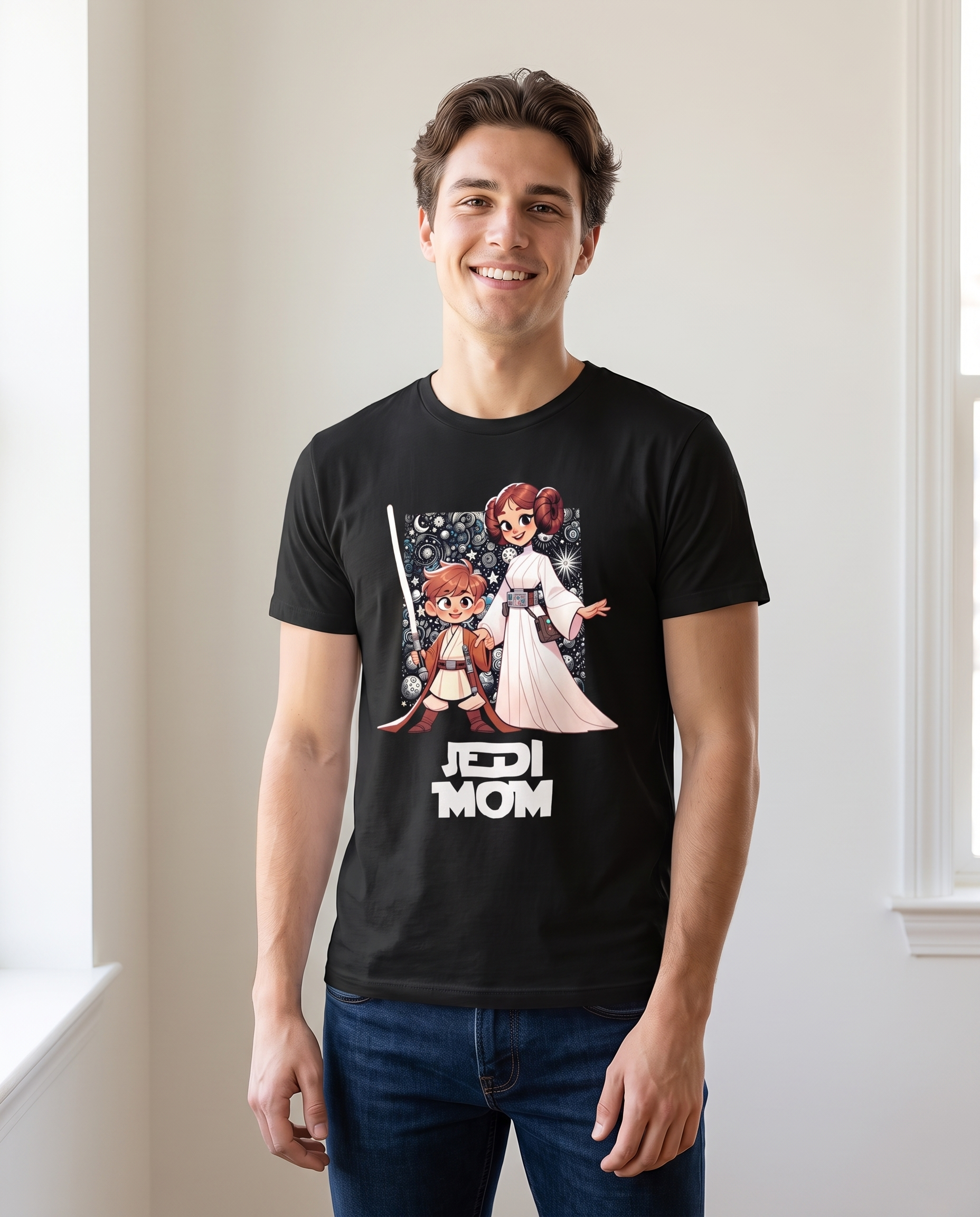 Hombre con camiseta Jedi Mom, parodia de los Jedi de Star Wars - Starway to Helen