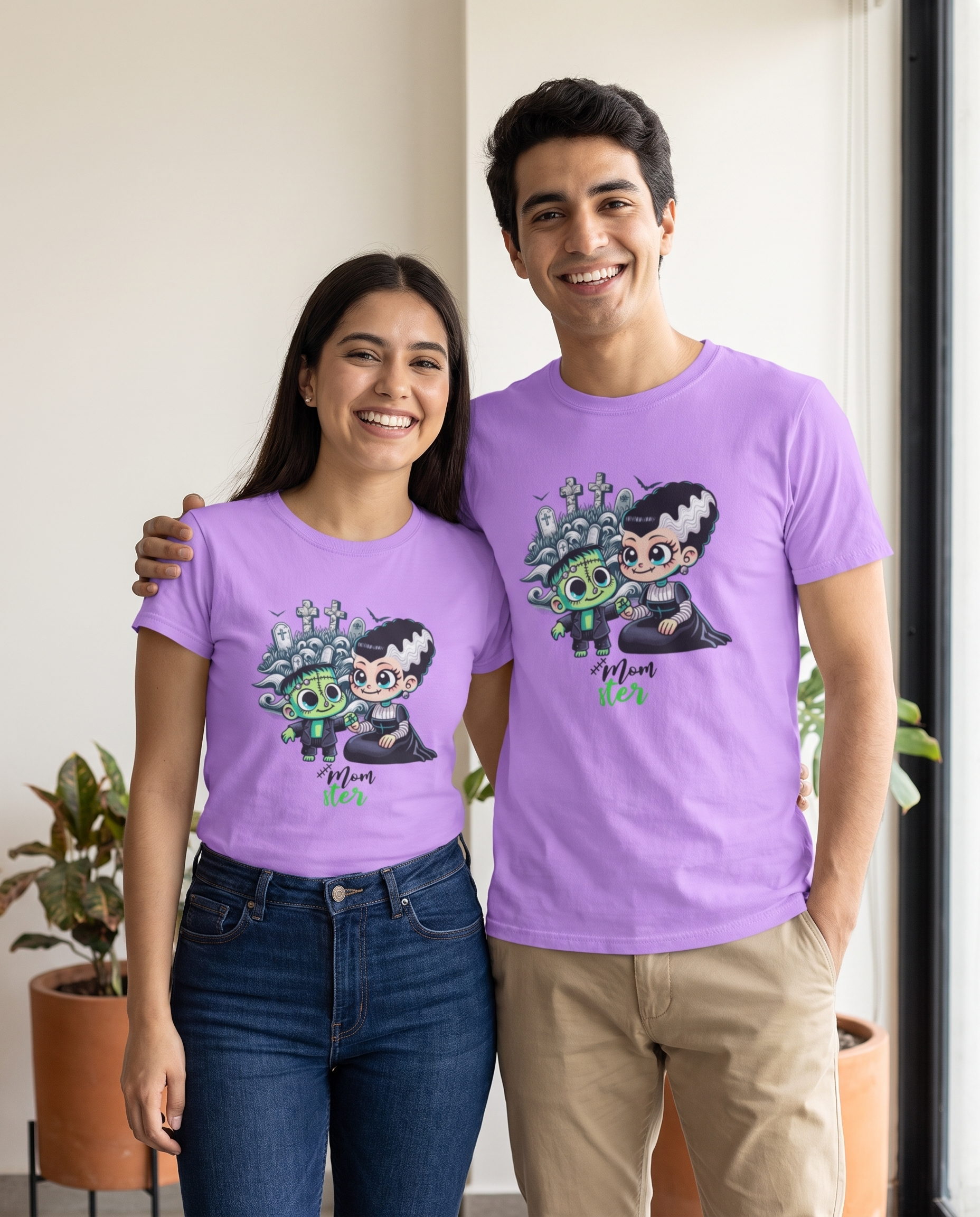 Pareja con camiseta Momster, mamá monstruo - Starway to Helen