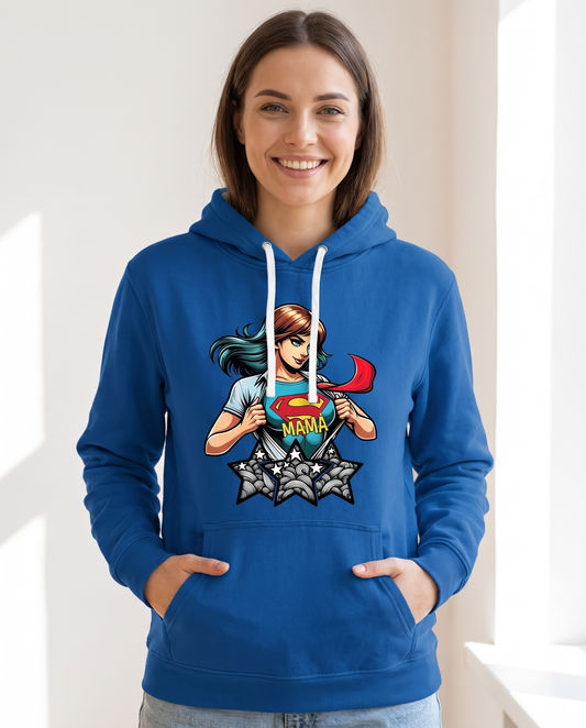 Mujer con sudadera Supermamá, parodia de Superman - Starway to Helen