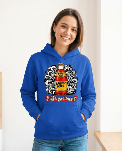 Mujer con sudadera Bitter Kas, parodia del refresco Kas - Starway to Helen