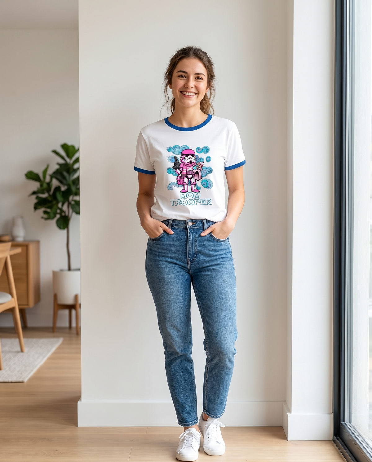 Mujer con camiseta Mom Trooper, parodia del Stormtrooper de Star Wars - Starway to Helen