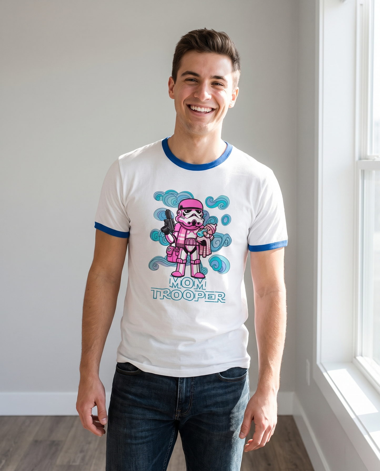 Hombre con camiseta Mom Trooper, parodia del Stormtrooper de Star Wars - Starway to Helen